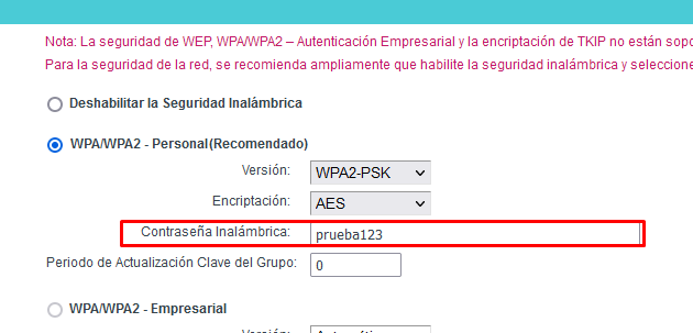 Configurar contraseña de red inalámbrica Tp-link