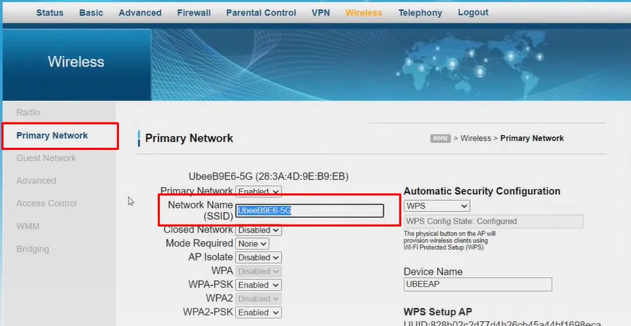 Cambiar nombre Wifi modem Ubee Megacable
